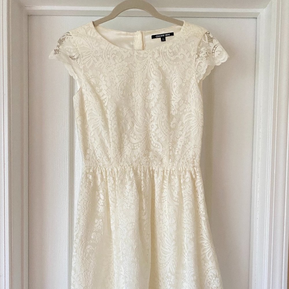 Gianni Bini White Lace Fit and Flare Dress